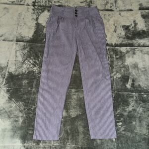 Sundance Amelia Trousers Pants Women's 8 Purple White Striped Stretch Wide Waist